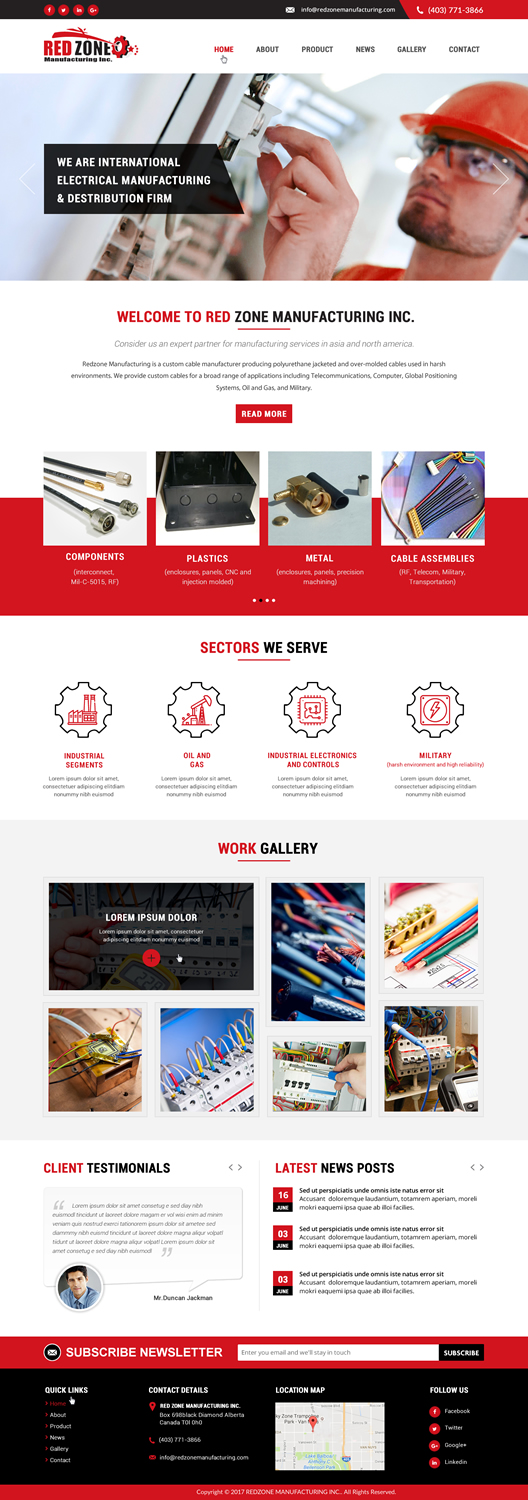 Web Design by Shayona for Redzone Manufacturing | Design #14994719