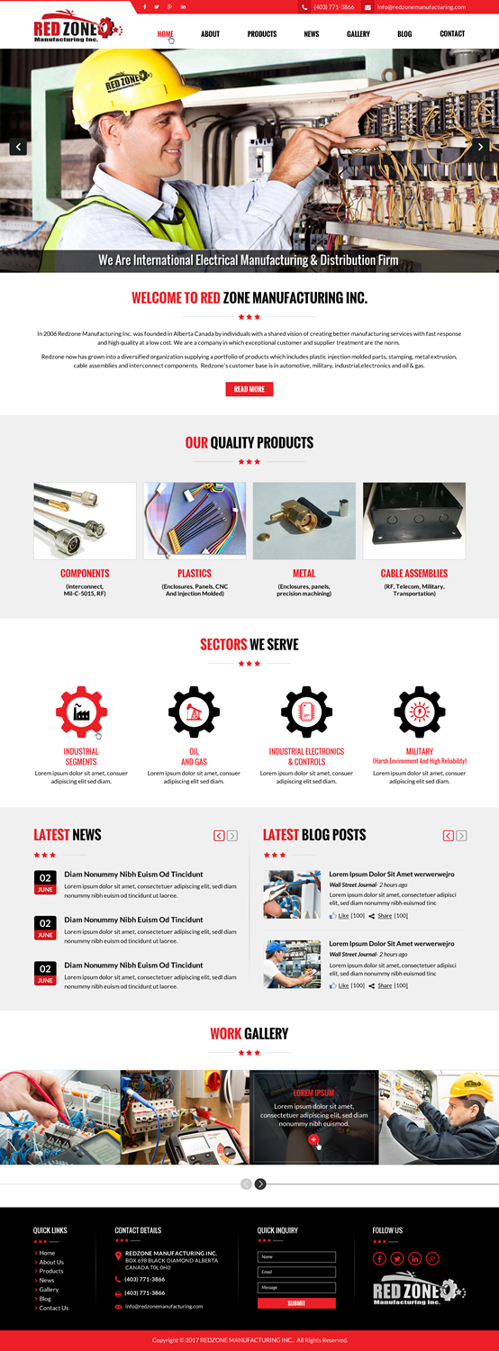 Web Design by Shayona for Redzone Manufacturing | Design #14994721