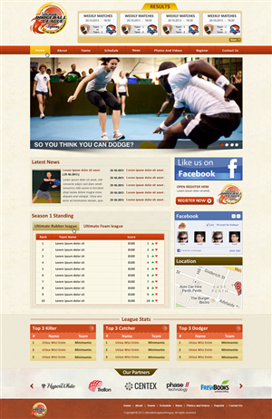 Dodgeball League website  | Web Design by Sbss