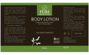 Pure Organic Beauty Product Labels for COSMOS certified skin care products | Label Design by Soluciones Creativas
