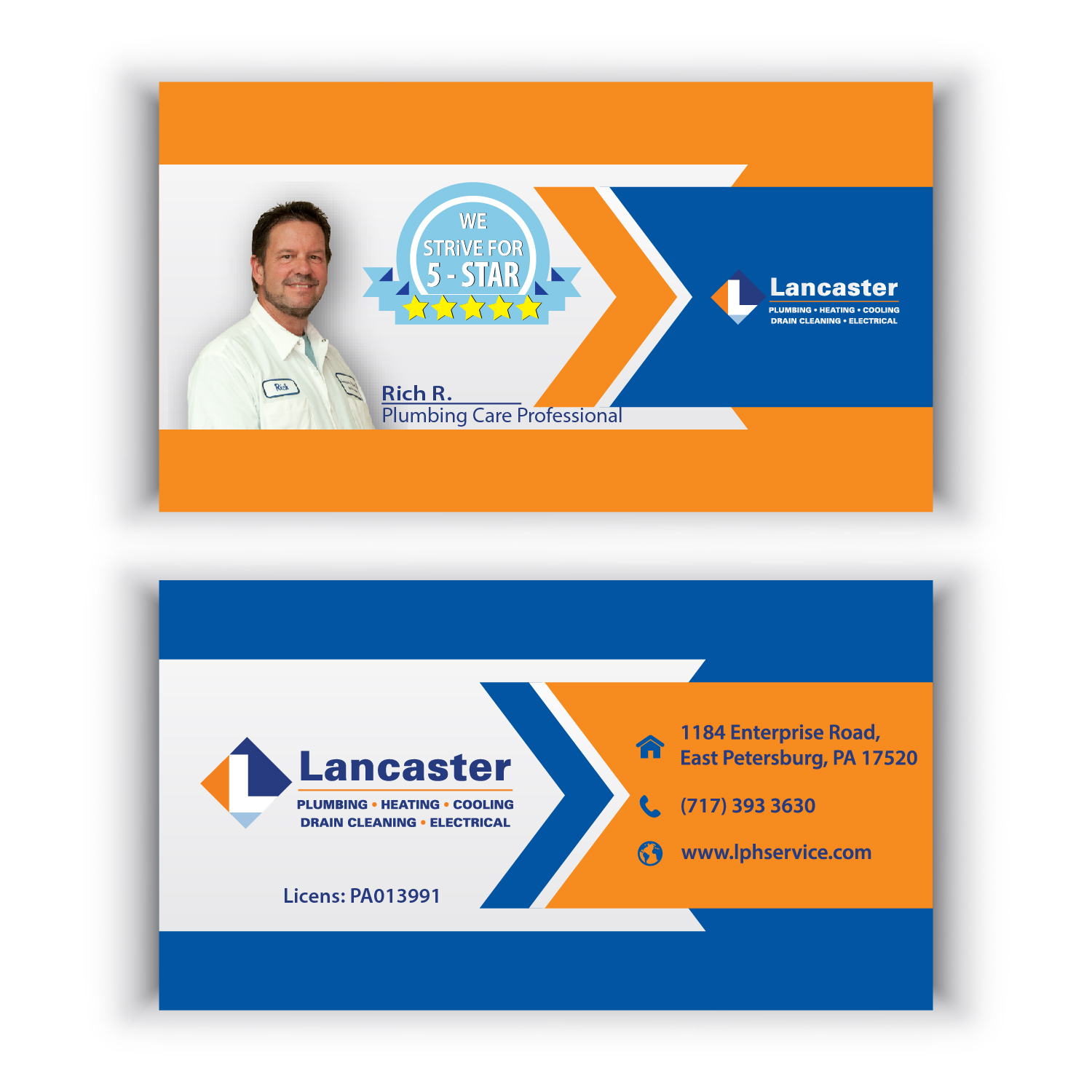 Business Card Design by RD graphic for Lancaster Plumbing & Heating  | Design #15044895