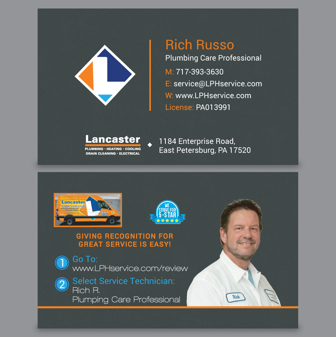 Business Card Design by habibm for Lancaster Plumbing & Heating  | Design #15249638