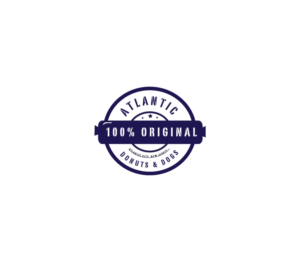 Need a logo that looks similar to a certification seal with the name around the outside and 100% original in the center. Atlantic Donuts and Dogs Atlantic City, New Jersey | Logo Design by Hiccups Design