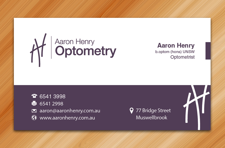 Business Card Design by Sarmishtha Chattopadhyay_loginchange for Aaron Henry Optometry  | Design #15049001