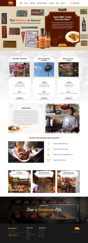 Website Comps for Famous Southern BBQ Restaurant in Alabama | Web Design par RupalTechno