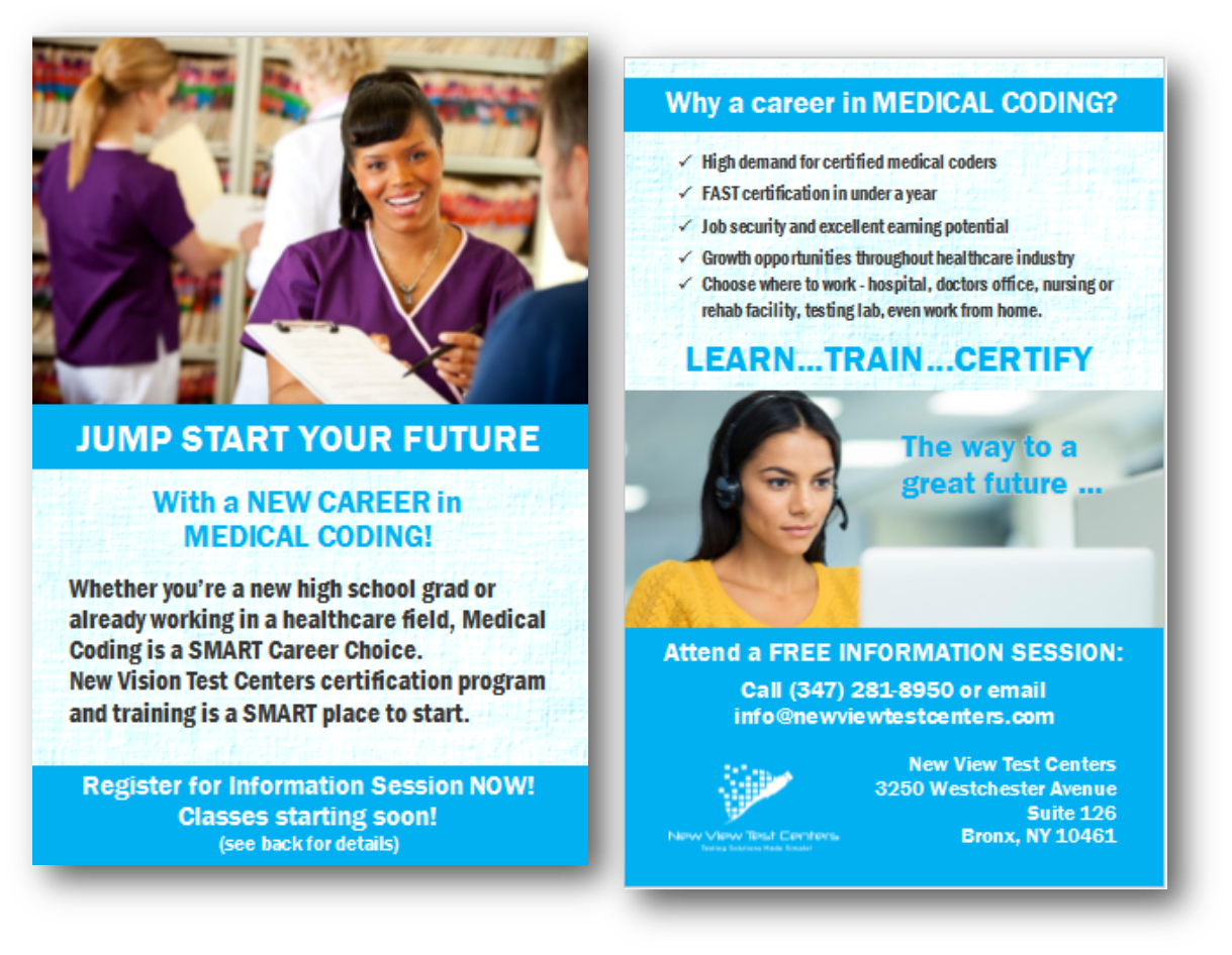 Diseño de Postal por citygirl17 para New View Test Centers, LLC | Diseño #15091739