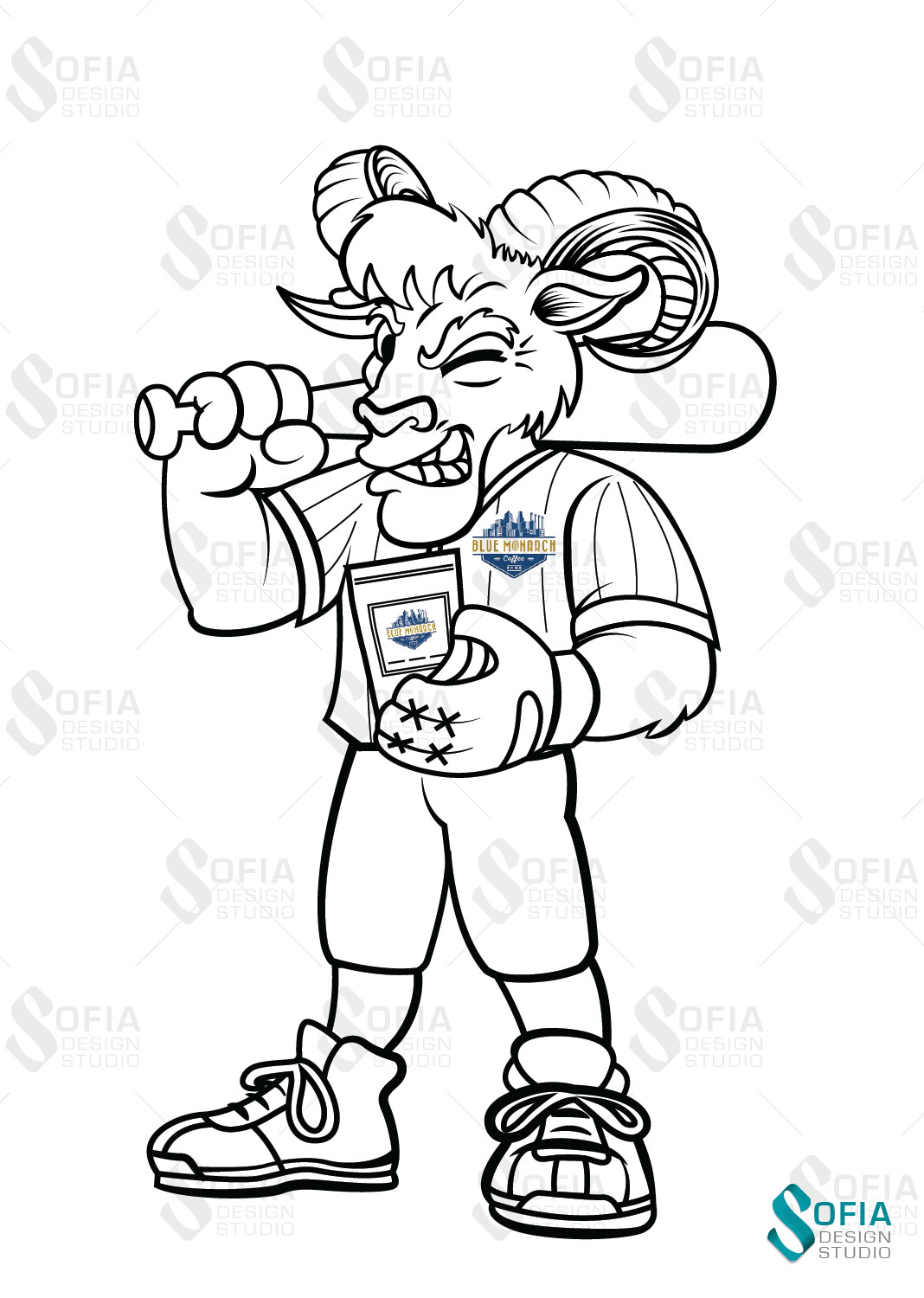 Mascot Design by SofiaDesignStudio for Blue Monarch Coffee | Design #15186896