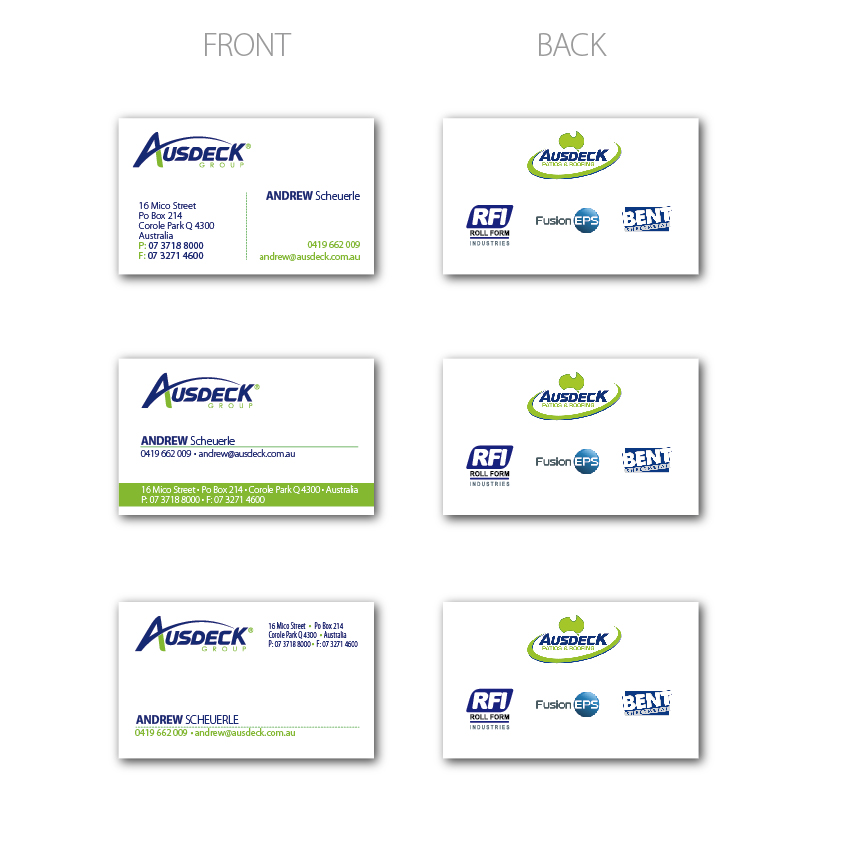 Diseño de Tarjeta de Presentación por gagobl para Ausdeck Group | Diseño #15124943