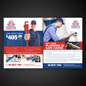 Flyer Design by Mariyam Khan for Residential Plumbing Care | Design: #15151946
