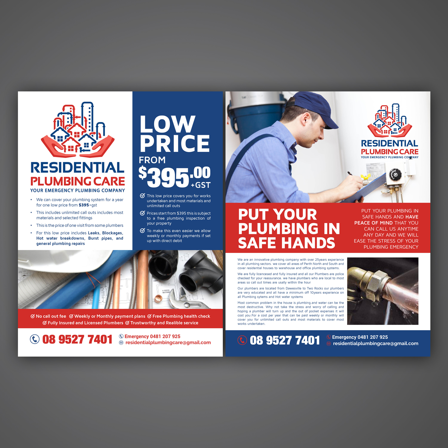 Flyer Design by Mariyam Khan for Residential Plumbing Care | Design: #15179703