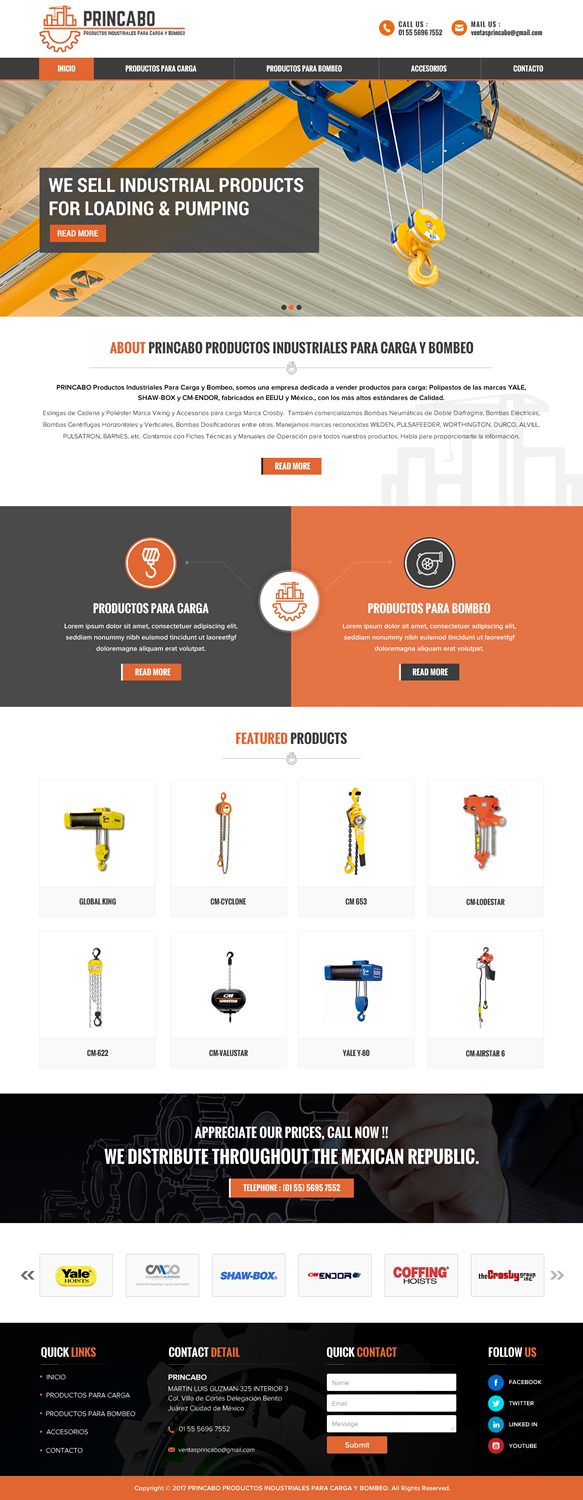 Diseño Web por Sbss para PRINCABO PRODUCTOS INDUSTRIALES PARA CARGA Y BOMBEO | Diseño: #15222014