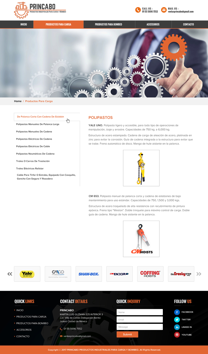 Web-Design von Sbss für PRINCABO PRODUCTOS INDUSTRIALES PARA CARGA Y BOMBEO | Design #15236742