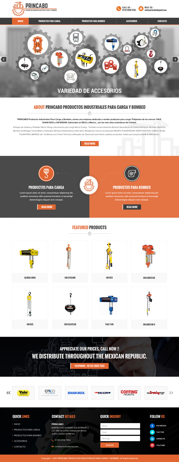Web Design by Sbss for PRINCABO PRODUCTOS INDUSTRIALES PARA CARGA Y BOMBEO | Design #15251526
