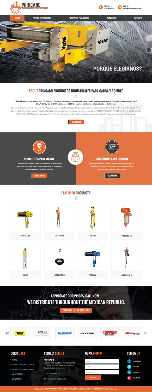 Web Design by Sbss for PRINCABO PRODUCTOS INDUSTRIALES PARA CARGA Y BOMBEO | Design #15251528