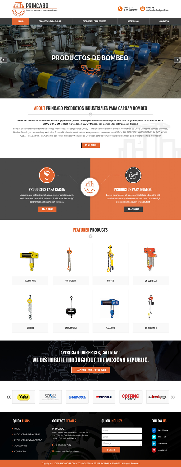 Web Design by Sbss for PRINCABO PRODUCTOS INDUSTRIALES PARA CARGA Y BOMBEO | Design #15251530