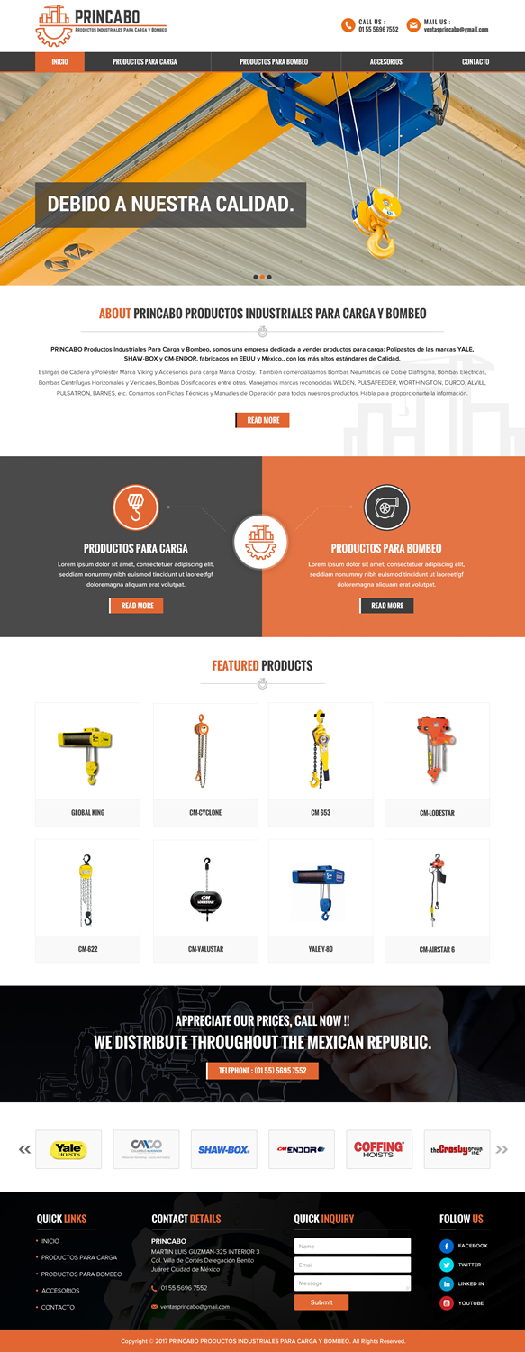 Diseño Web por Sbss para PRINCABO PRODUCTOS INDUSTRIALES PARA CARGA Y BOMBEO | Diseño #15251537