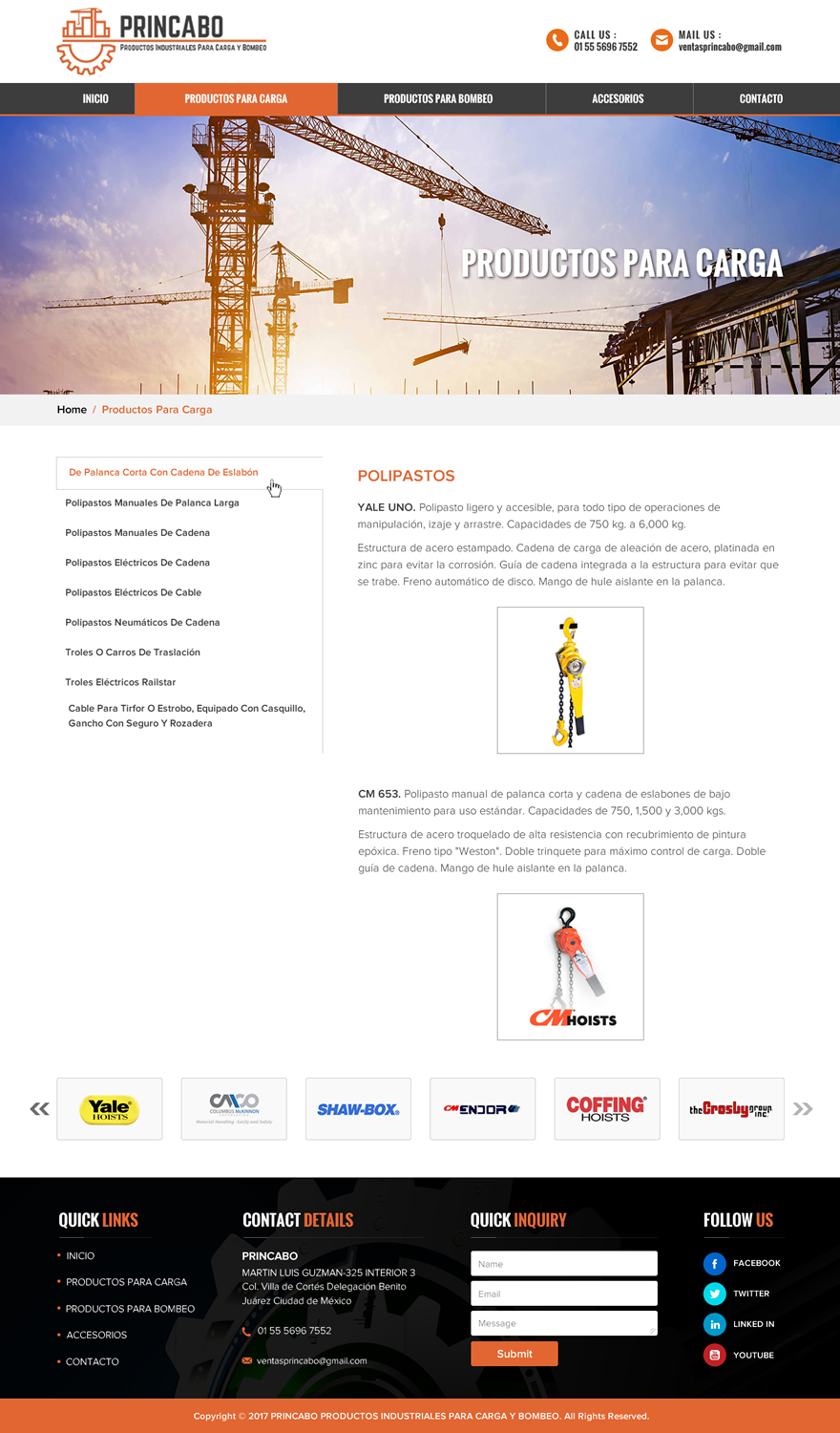 Diseño Web por Sbss para PRINCABO PRODUCTOS INDUSTRIALES PARA CARGA Y BOMBEO | Diseño #15251540