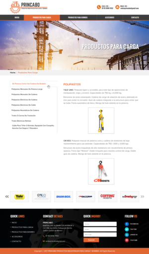 Diseño Web por Sbss para PRINCABO PRODUCTOS INDUSTRIALES PARA CARGA Y BOMBEO | Diseño: #15251540