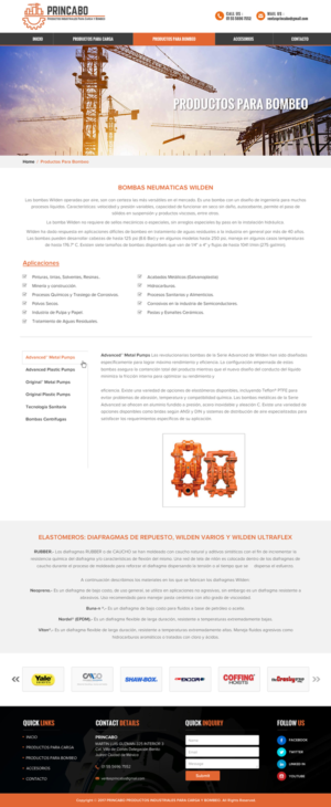 Web Design by Sbss for PRINCABO PRODUCTOS INDUSTRIALES PARA CARGA Y BOMBEO | Design: #15251547