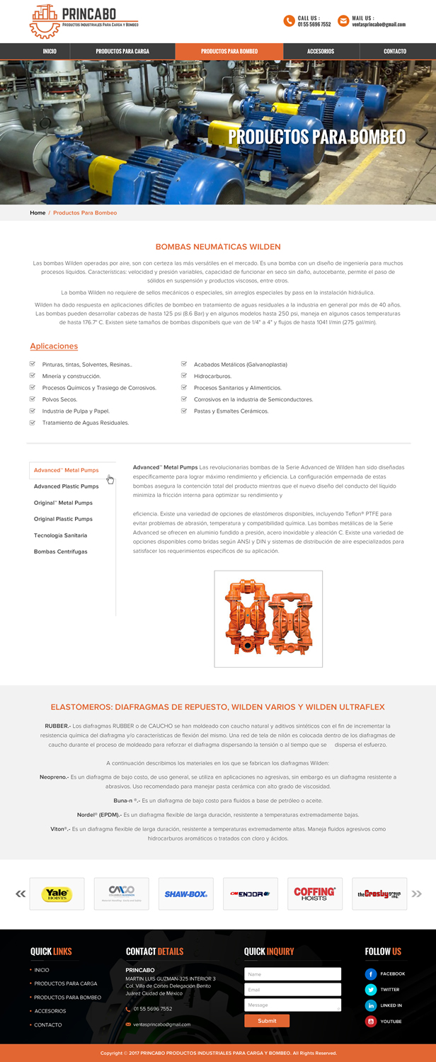 Diseño Web por Sbss para PRINCABO PRODUCTOS INDUSTRIALES PARA CARGA Y BOMBEO | Diseño #15277121