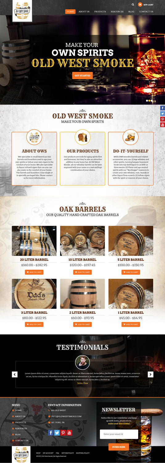 Web Design par Sujit Banerjee pour Old West Smoke | Design #15229429