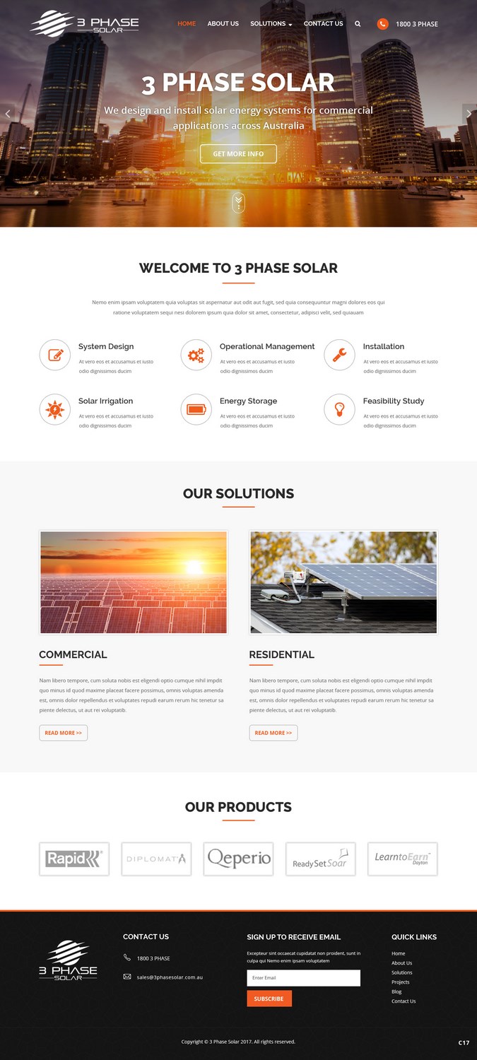 Web Design par pb pour 3 Phase Solar | Design #15187363