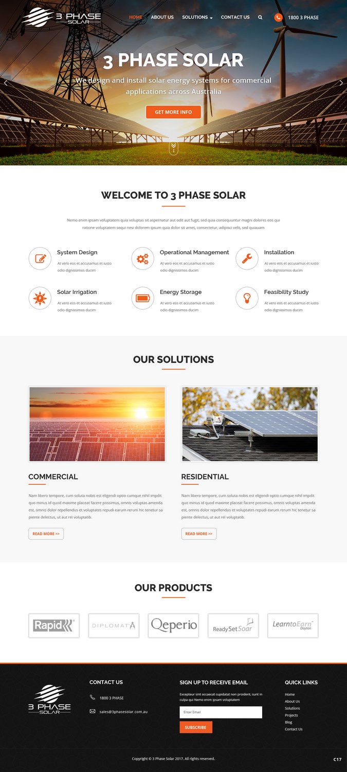 Web Design par pb pour 3 Phase Solar | Design #15187364