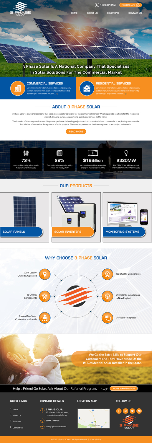 Web Design par Sbss pour 3 Phase Solar | Design #15223861