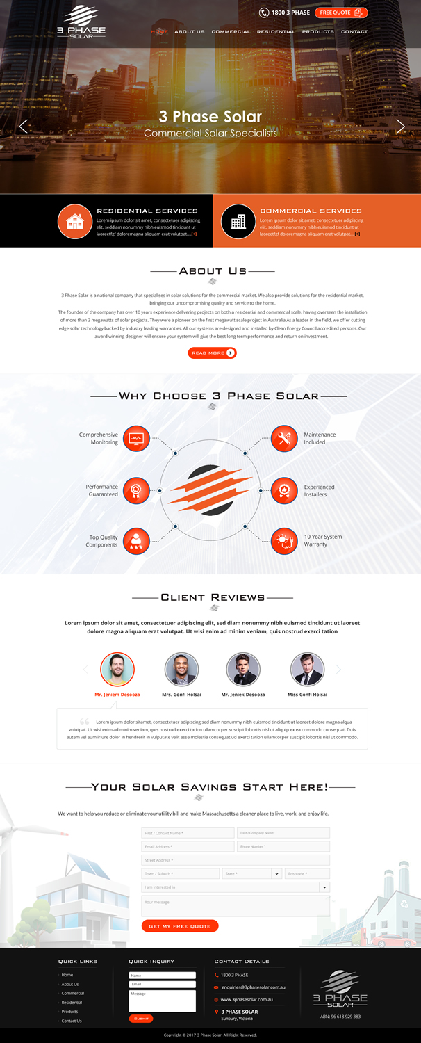 Web Design par Sbss pour 3 Phase Solar | Design #15401690