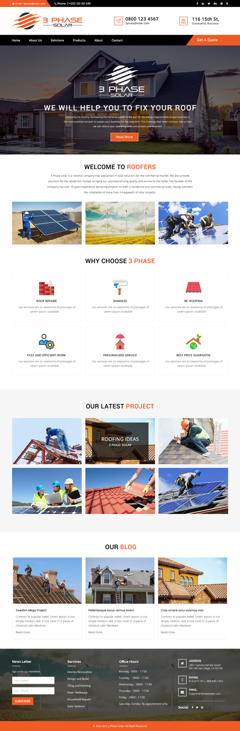 Web Design par Xclusive Designers pour 3 Phase Solar | Design #15205043