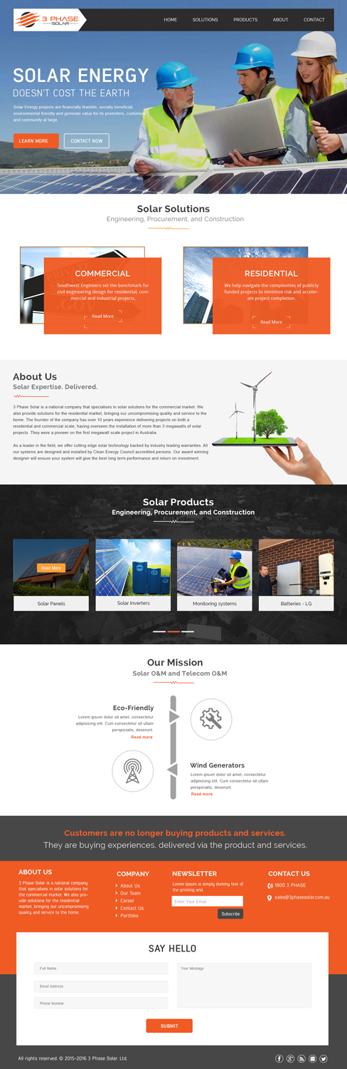 Professional, Serious, Solar Energy Web Design for 3 Phase Solar by ...