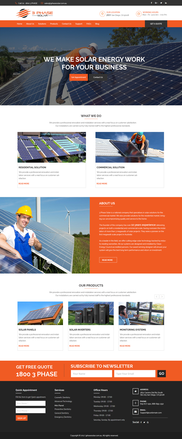 Web Design par Xclusive Designers pour 3 Phase Solar | Design #15222879