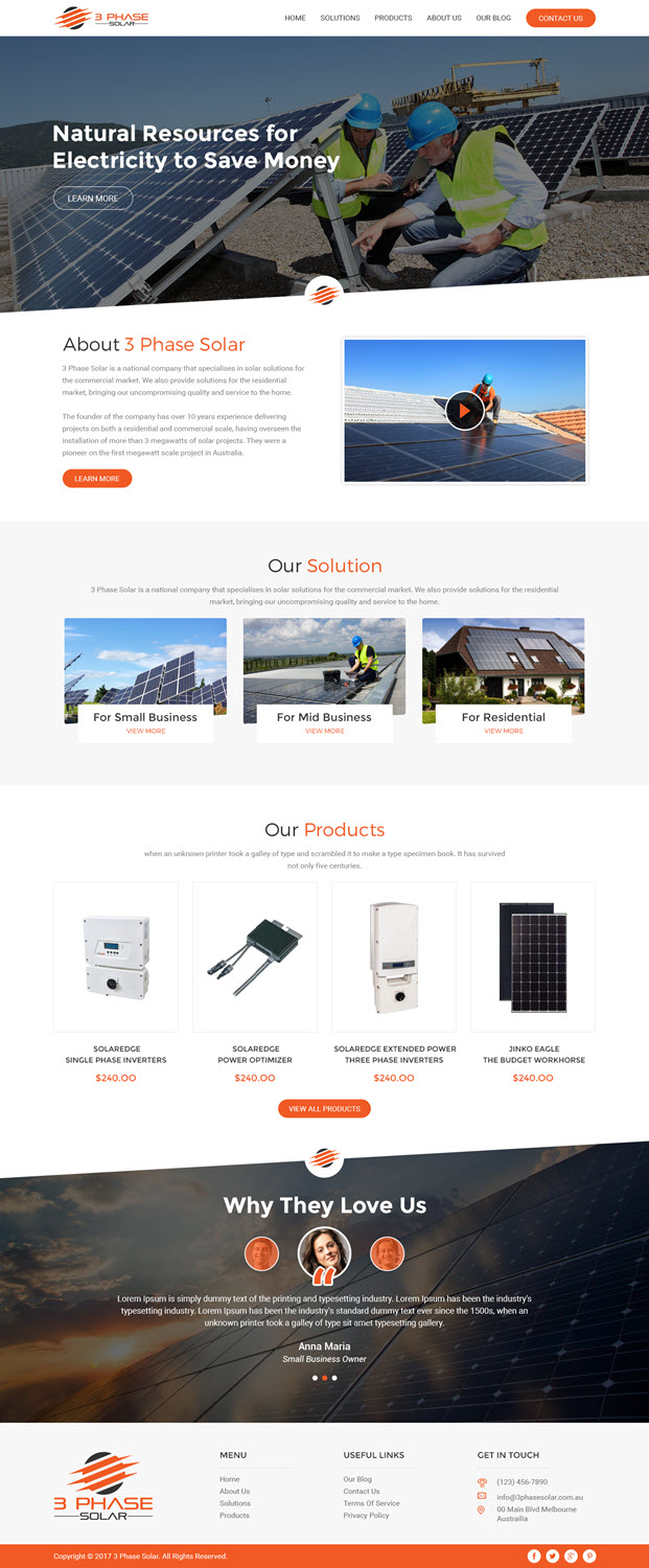 Web Design par TechWise pour 3 Phase Solar | Design #15205484