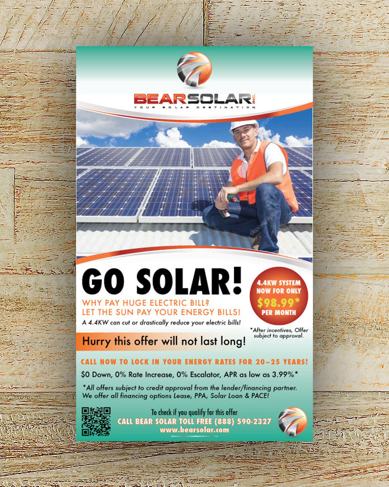 Flyer Design by shritaa1 for Bear Solar Inc | Design #15244742