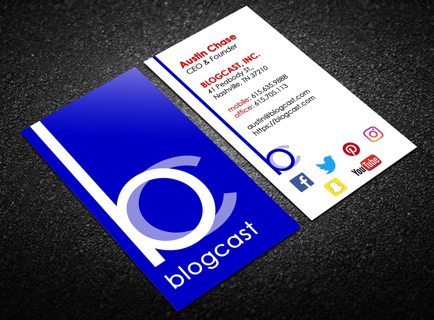 Business Card Design by Laurence N. Corpuz for Blogcast.com | Design #15188517