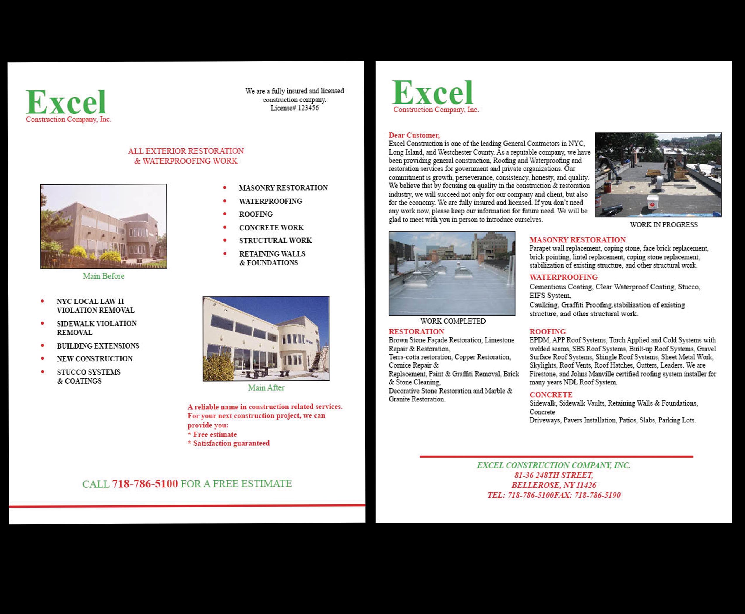 Brochure Design by Jayesh Agrawal for Excel Construction Company Inc. | Design #37943