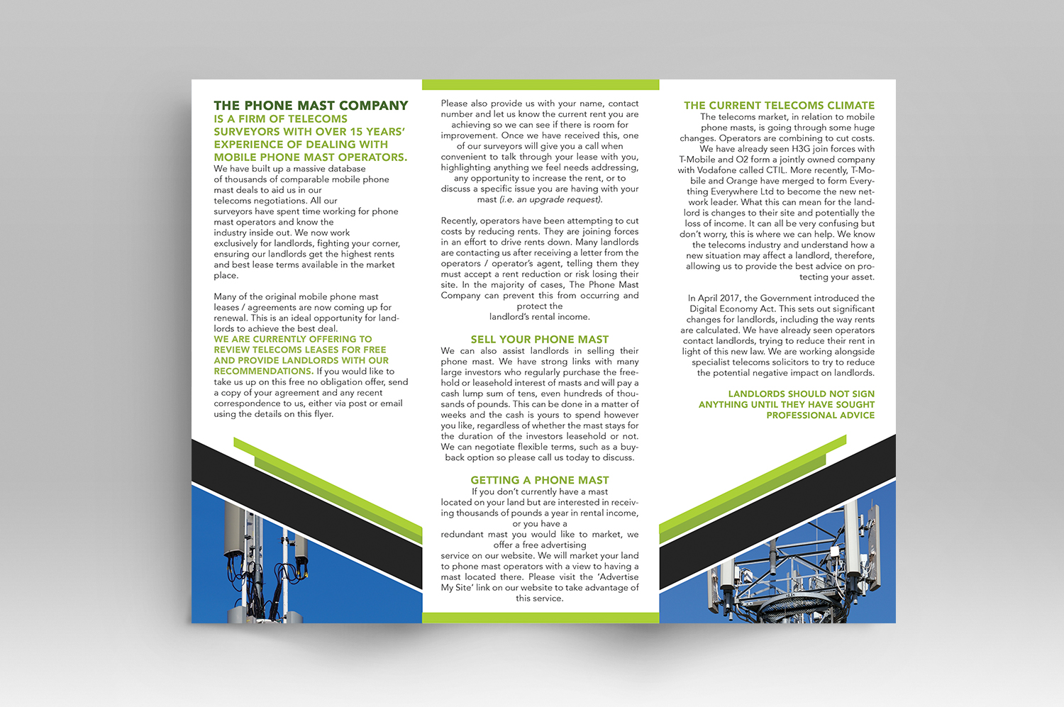 Diseño de Flyer por Luniere Designs para The Phone Mast Company Ltd | Diseño #15227212