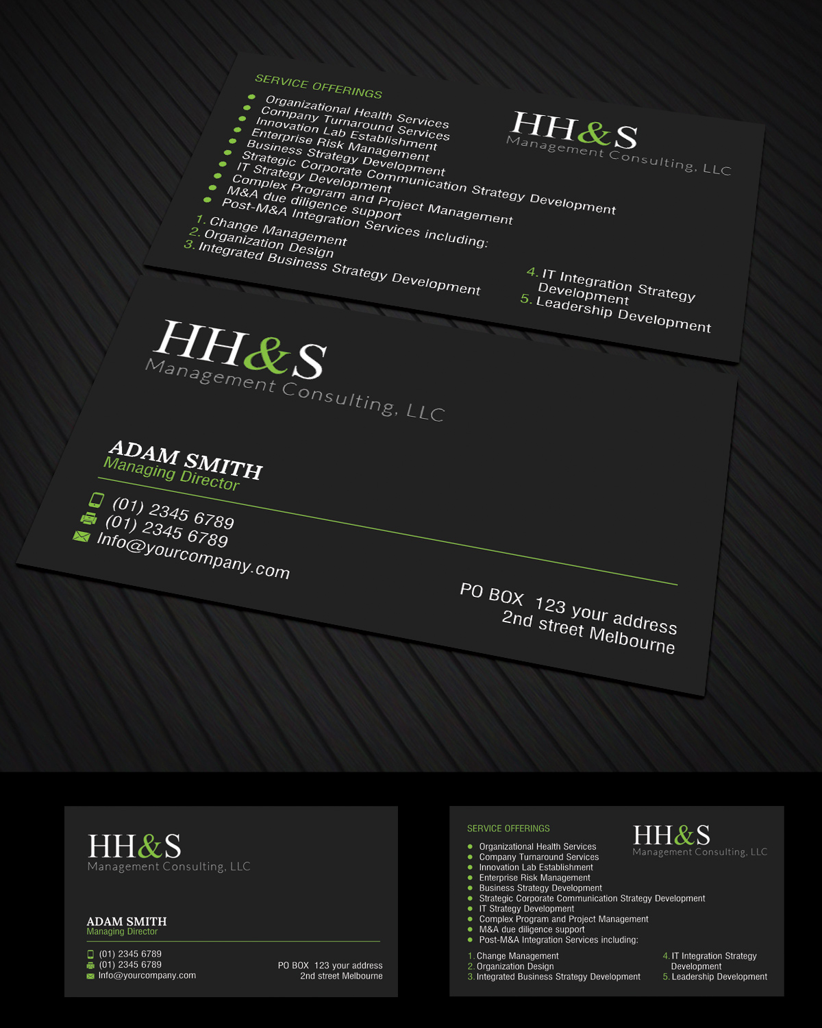 Business Card Design by SL Designer for HH&S Management Consulting, LLC | Design #15206439