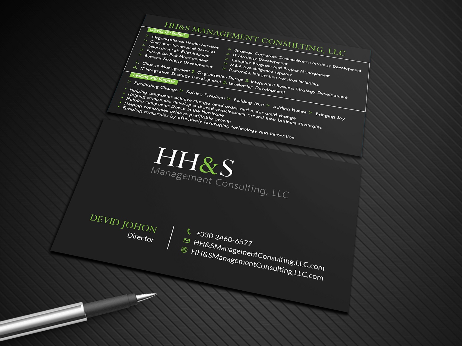 Business Card Design by Graphic Flame for HH&S Management Consulting, LLC | Design #15210712