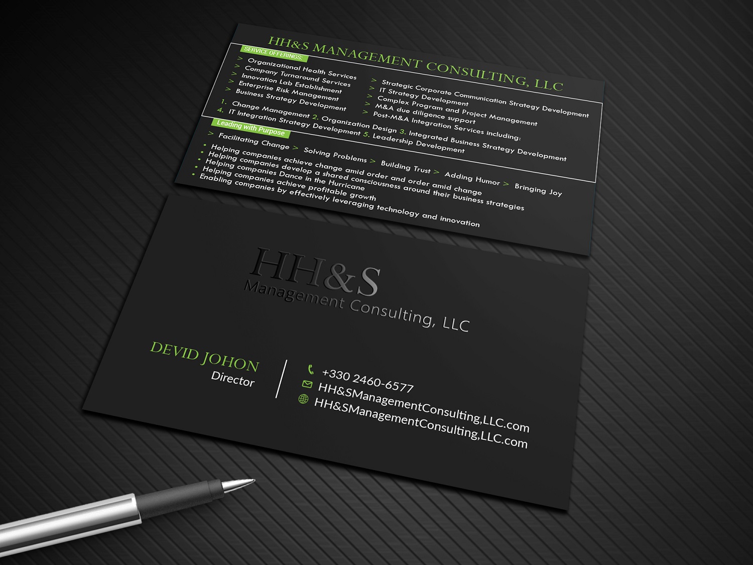 Business Card Design by Graphic Flame for HH&S Management Consulting, LLC | Design #15210727