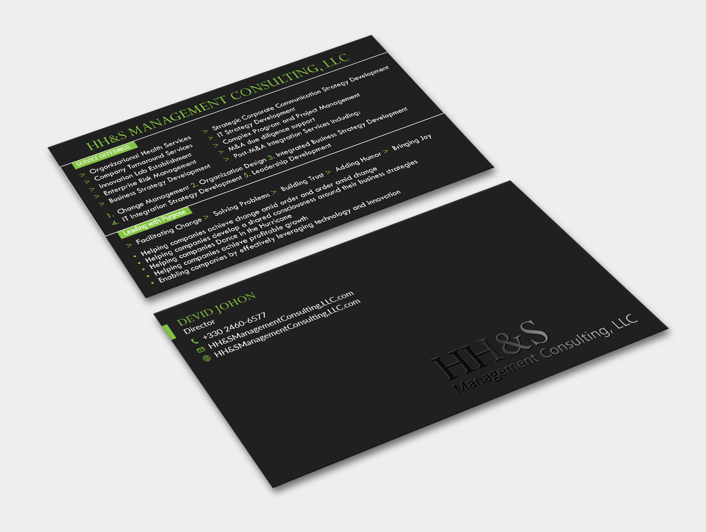Business Card Design by Graphic Flame for HH&S Management Consulting, LLC | Design #15210742