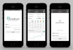 iPhone app design for cryptocurrency trading investment fund Etradium | App Design by MIND