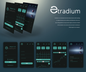 iPhone app design for cryptocurrency trading investment fund Etradium | App Design by mobileAppSL