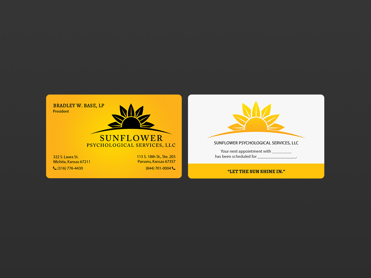 Business Card Design by Creations Box 2015 for Sunflower Psychological Services, LLC | Design #15226616