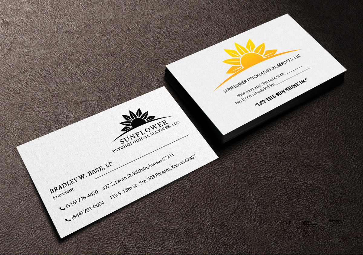 Design de Carte de Visite par Creations Box 2015 pour Sunflower Psychological Services, LLC | Design #15226620