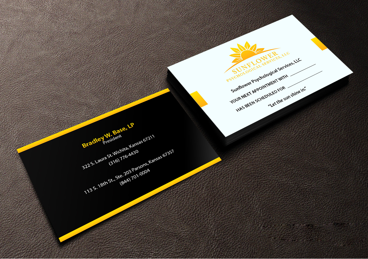 Business Card Design by Creations Box 2015 for Sunflower Psychological Services, LLC | Design #15231191