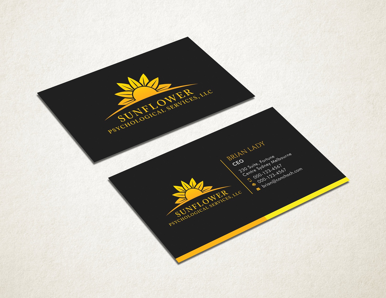 Visitenkarten-Design von Graphic Flame für Sunflower Psychological Services, LLC | Design #15242682