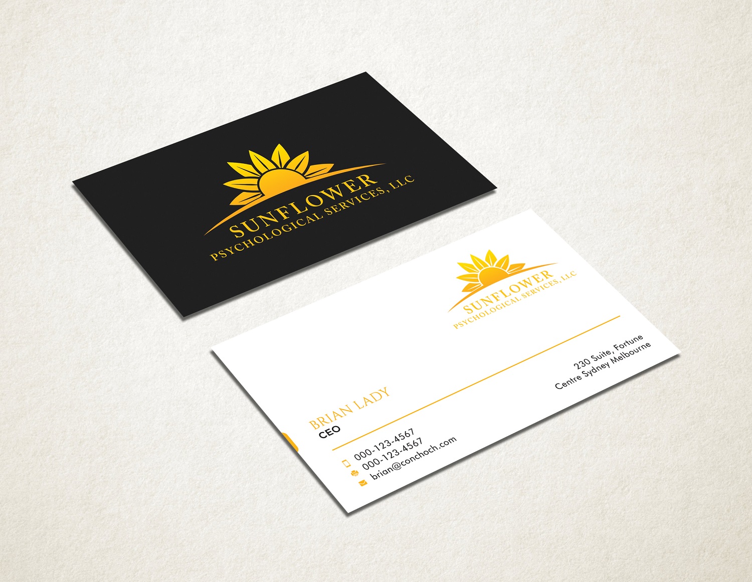 Visitenkarten-Design von Graphic Flame für Sunflower Psychological Services, LLC | Design #15242693
