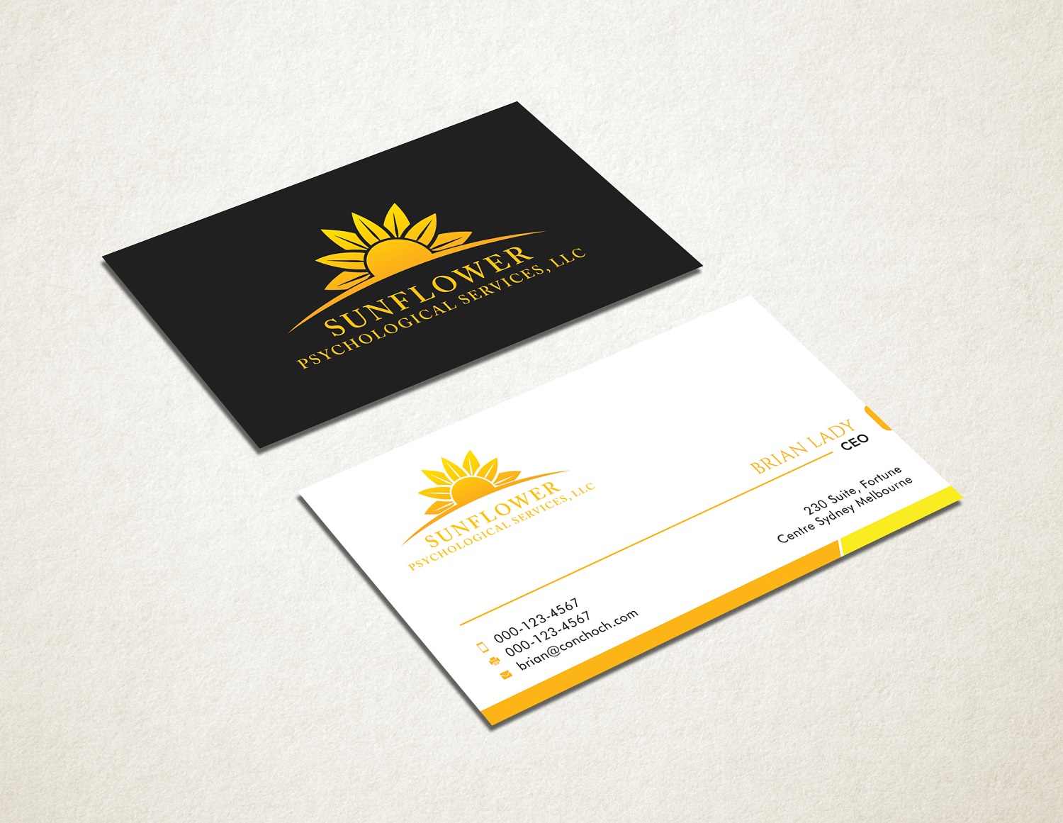 Visitenkarten-Design von Graphic Flame für Sunflower Psychological Services, LLC | Design #15242699