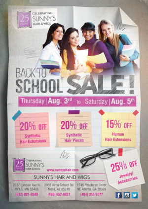 Flyer Design by Akshar Shailesh for Sunny's Hair and Wigs | Design: #15236085